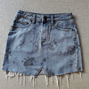 BDG Denim Mini Skirt with Frayed Hem